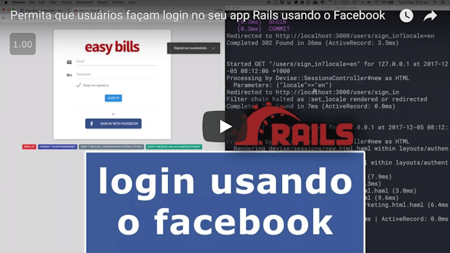 Ilustração do post Vídeo: Permita que usuários façam login no seu app Rails usando o Facebook
